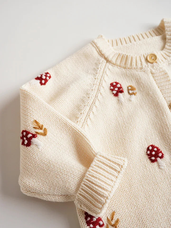 Deer jonmi Gestrickter Pilz-Pullover - Baumwolle Vollärmel