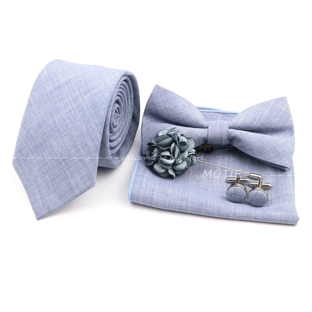 Neues Design 27-farbiger Männer-Accessories-Set: Klassische Baumwoll-Taschentuch, Manschettenknöpfe, Fliege für Hochzeit, Party, Geschenke