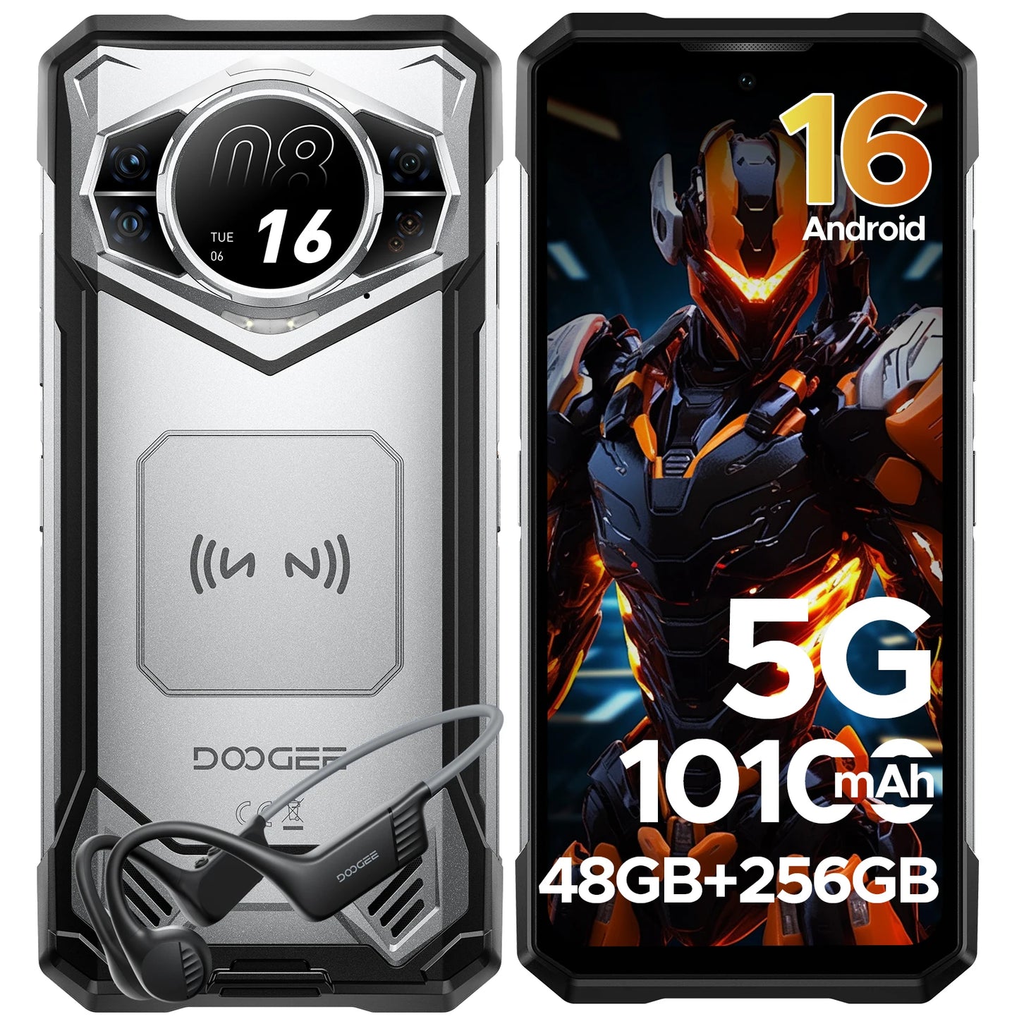 DOOGEE S200 Robustes 5G Smartphone - 10100 mAh, 33W, 6,72 Zoll