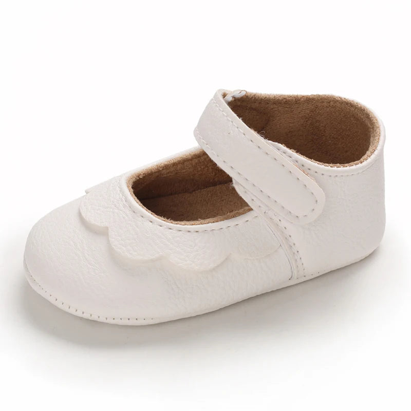 Baby Mädchen Schuhe 2025 - Fashion Einfarbig Leder Blume Prinzessin - Weiche Gummisohle Rutschfest Casual Erste Laufschuhe