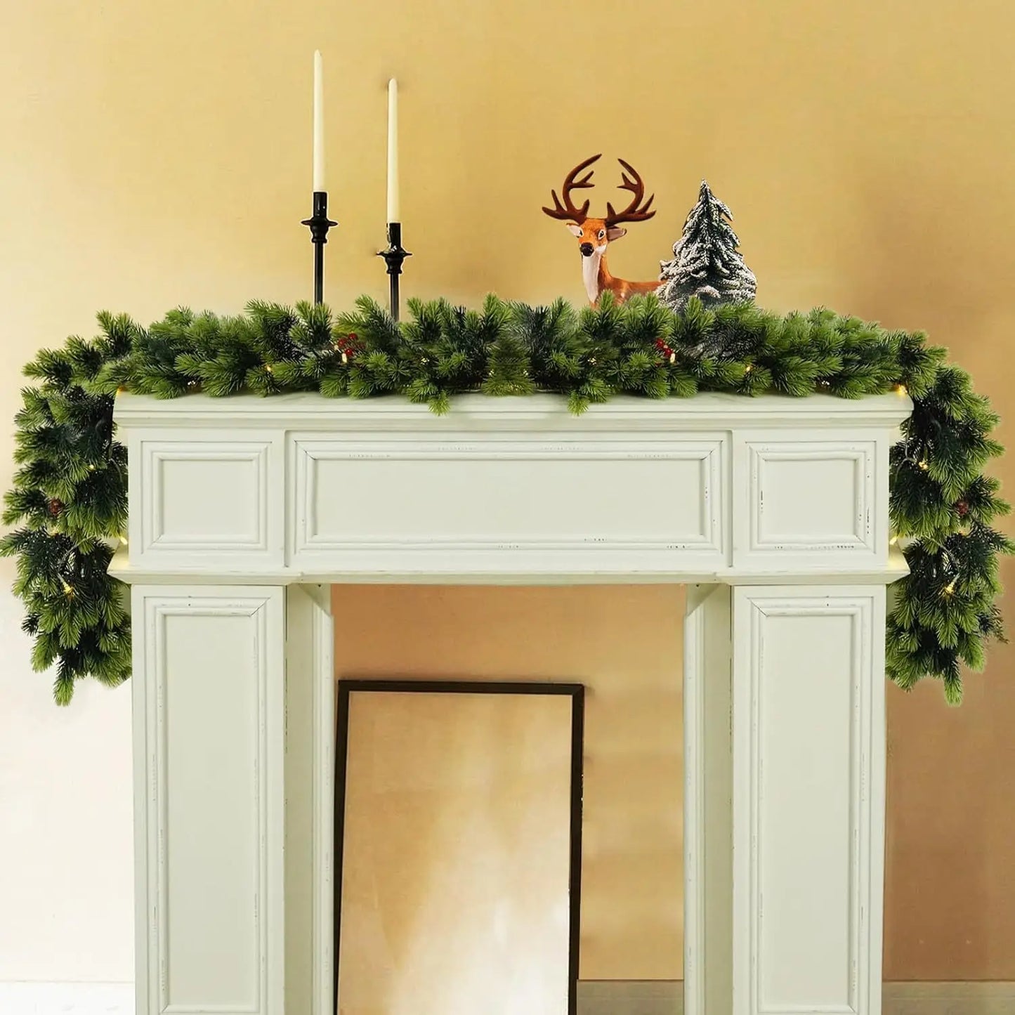 6 Fuß echte künstliche Girlande – ideal für Weihnachten, Winter und Neujahr, Dekoration für Mantel, Tisch, Wand, Weihnachtsdekoration