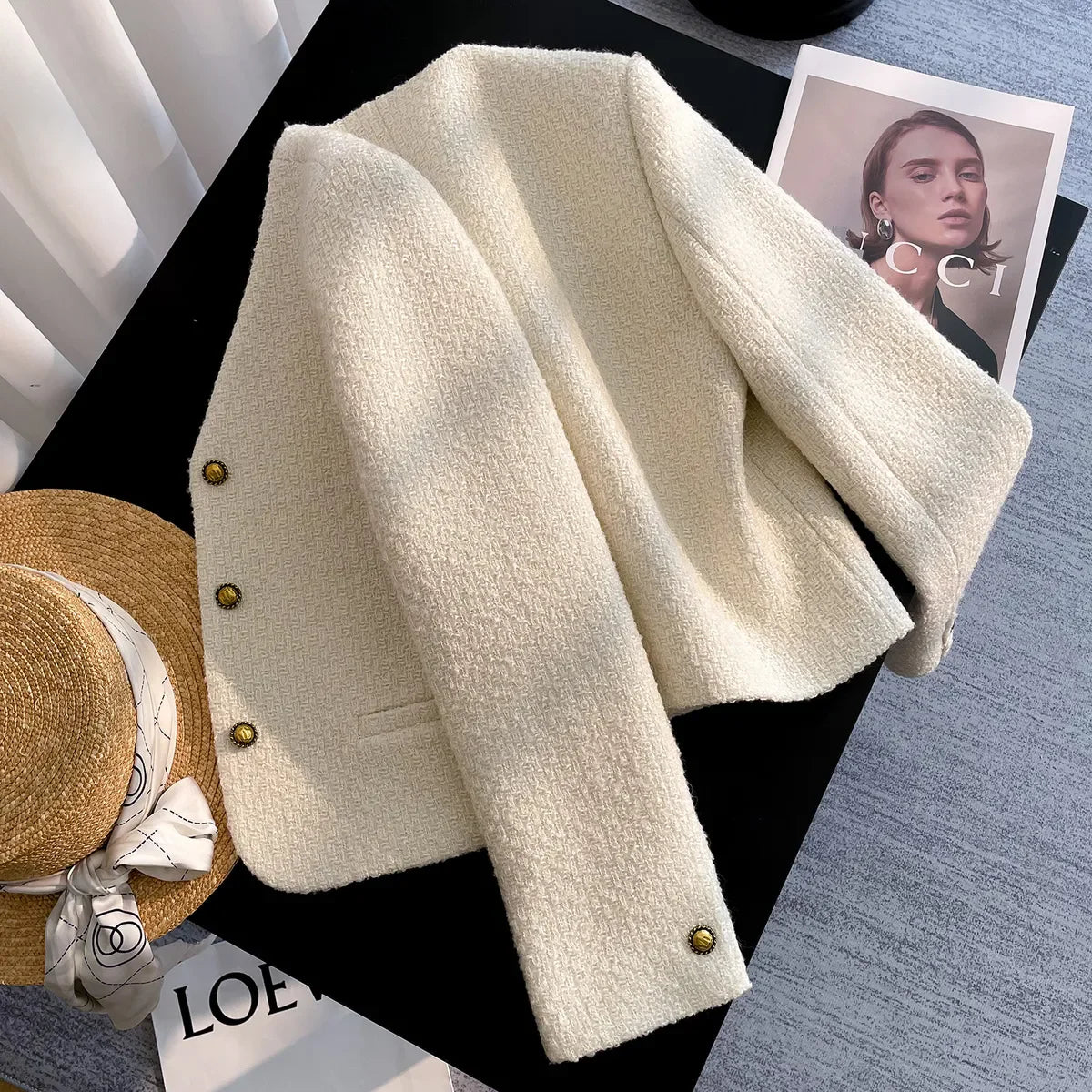 QBKDPUCN Cropped-Jacke V-Ausschnitt - Kapazität:M; Größe:S