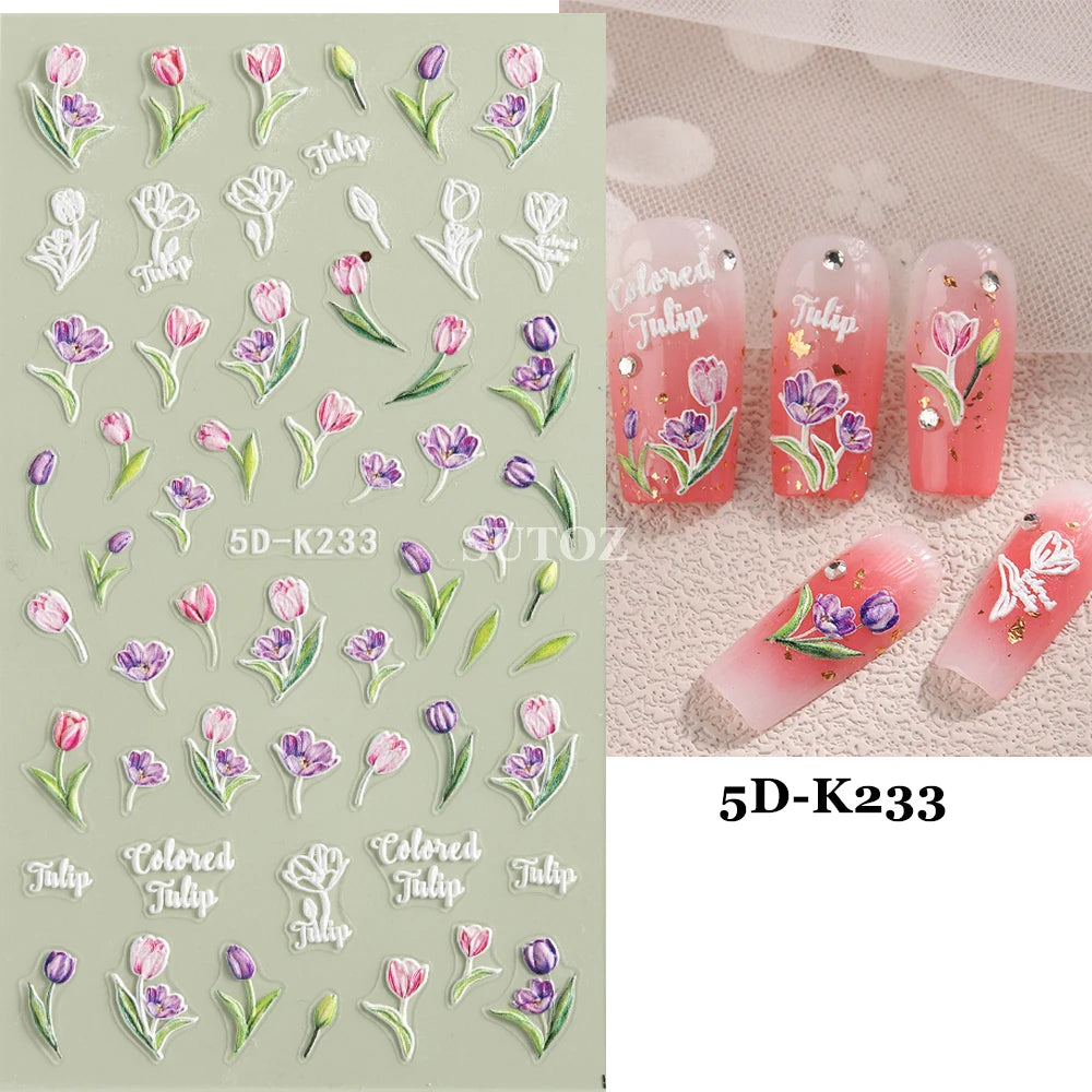 GL5D-K256 5D Sonnenblumen Nagelsticker - Herbstdesign Prägung
