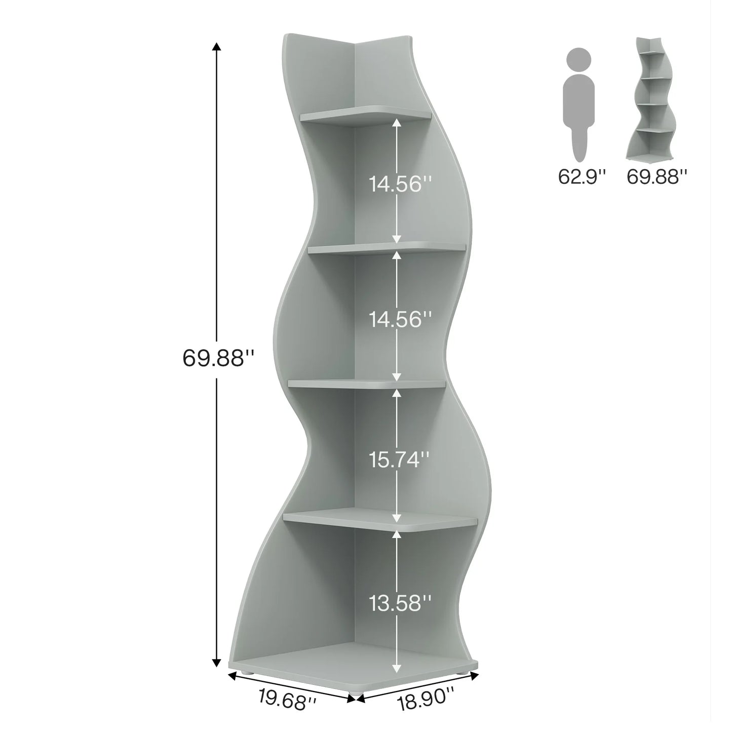 Tribesigns Bücherregal Eckregal 5-stufig Pflanzenständer Wohnzimmer