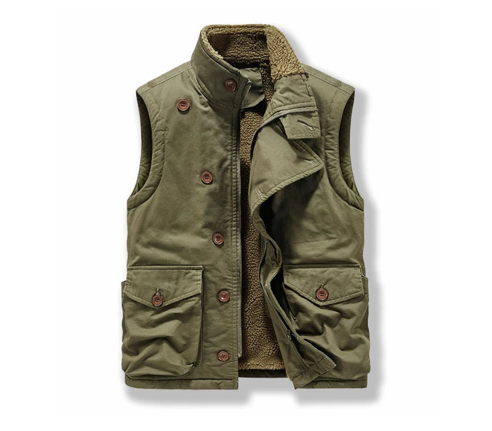 DIMUSICN Fleece Weste Warme Gepolsterte Stehkragen - Größe 6XL, Winddicht, Taschen