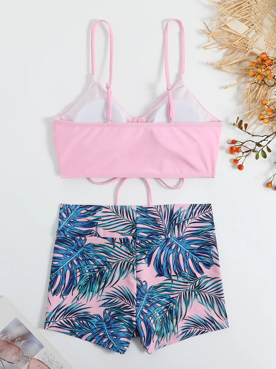 Damen Bikini 2025 - Hochtailliger Drawstring Front Shorts Bikinis für Frauen