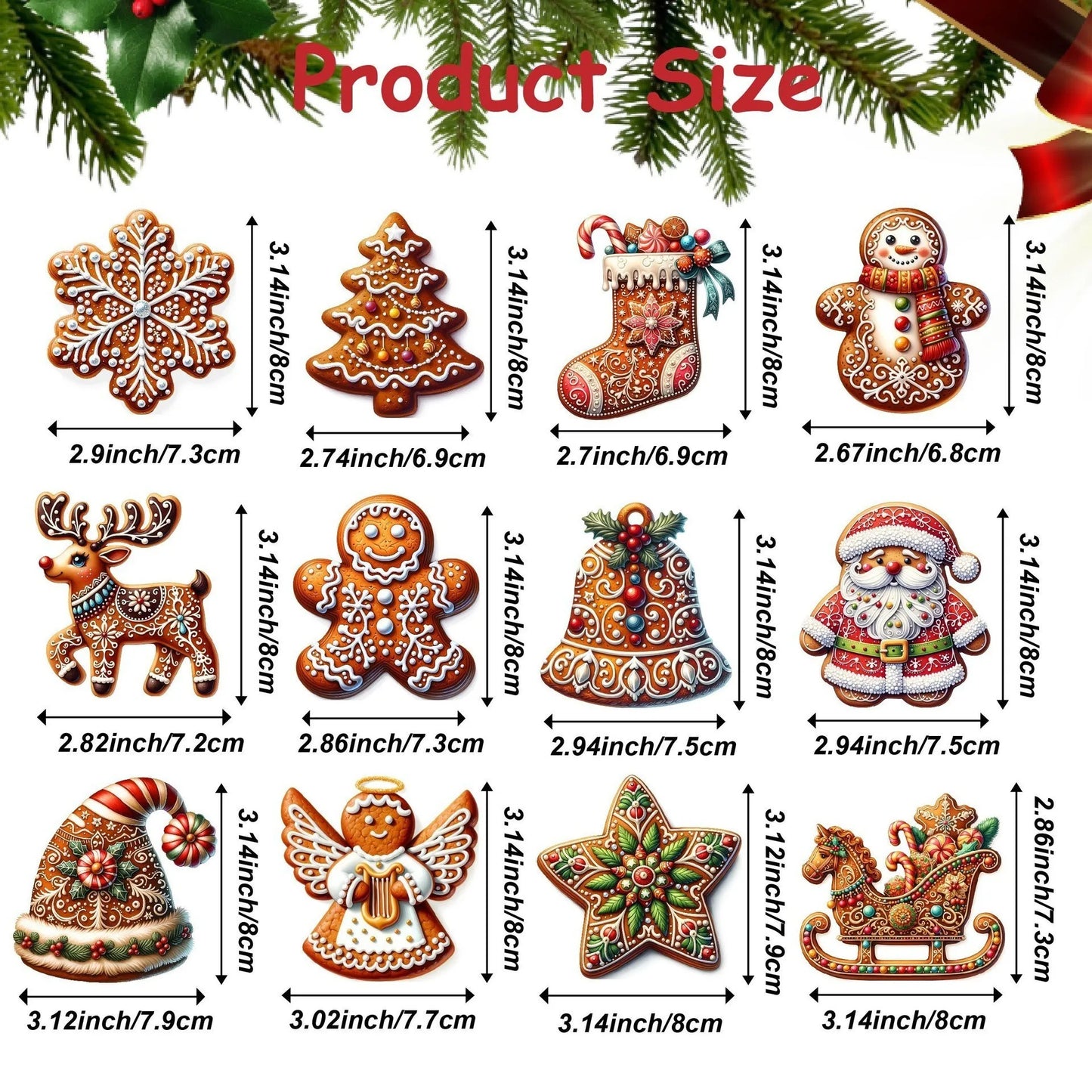Choice Handgefertigtes Holz-Weihnachtsornament-Set - 12/24/36 Stück, Holz, Klein