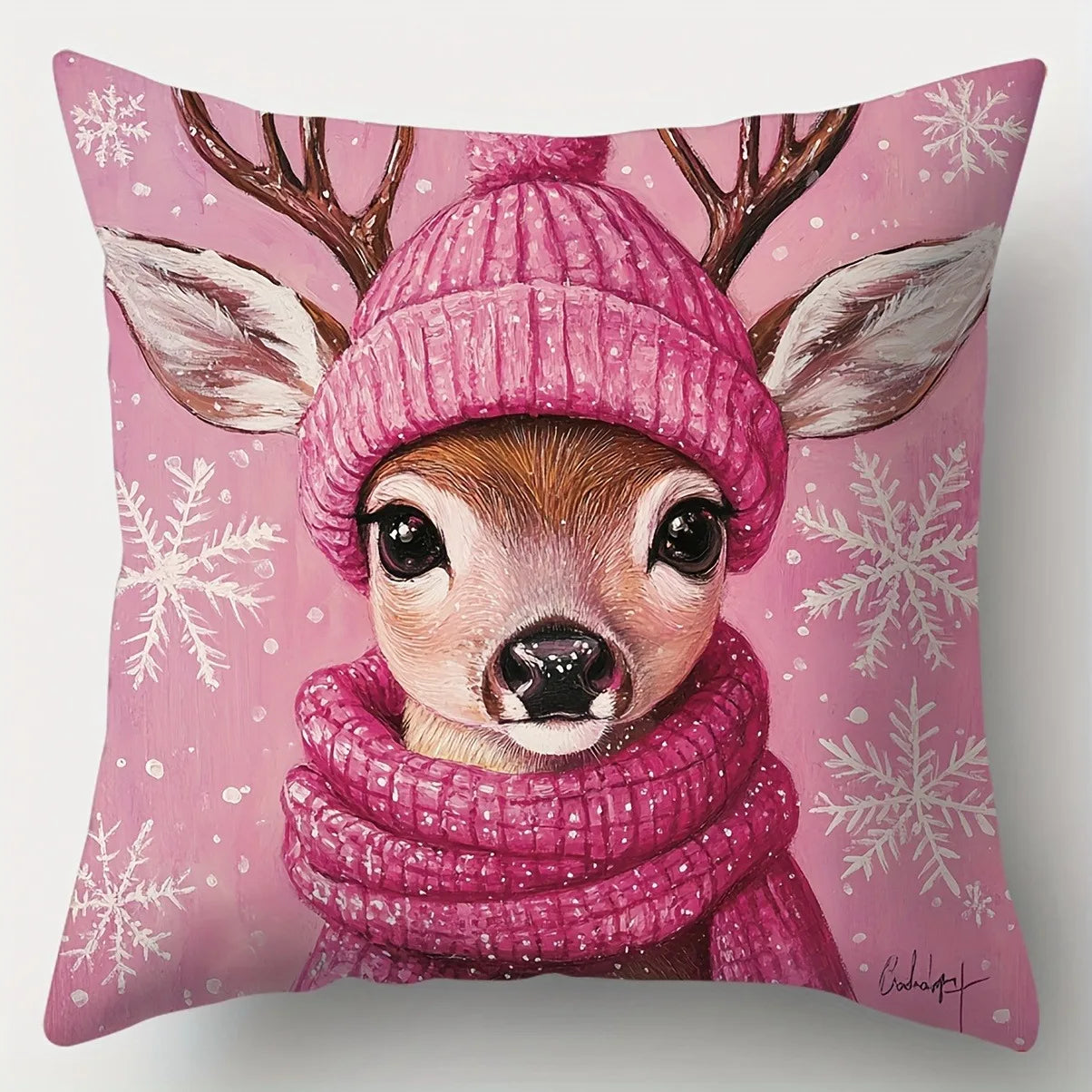 Merry Christmas decoration pillow cover red pink Snowman fawn pattern living room sofa cushion cover room home decoration