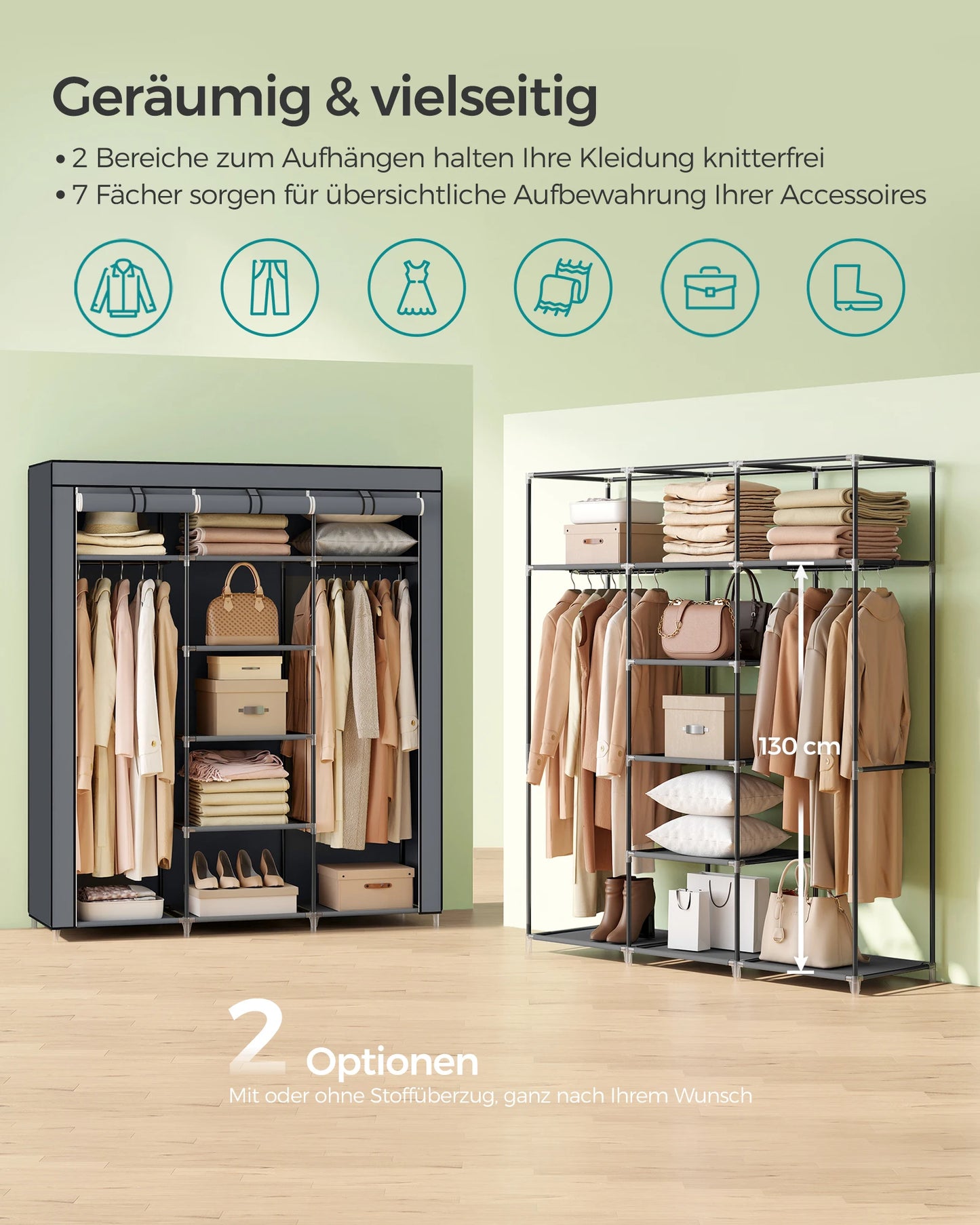 SONGMICS closet foldable wardrobe with clothes rails