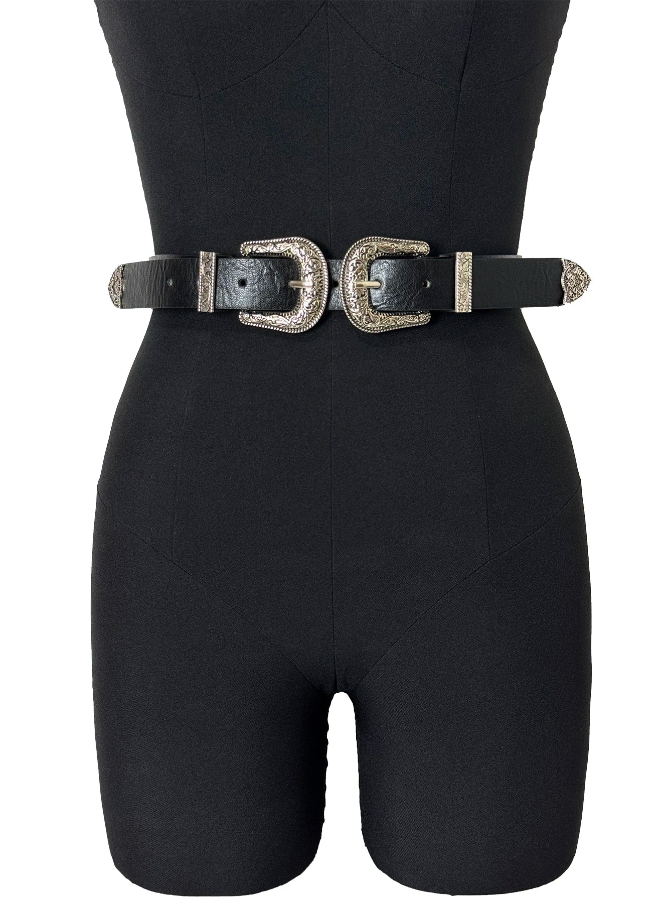 Women PU Leather Metal Double-end Waistband Y2k Fashion Elegant Street Belt Goth Punk Rock Waist Accessorie