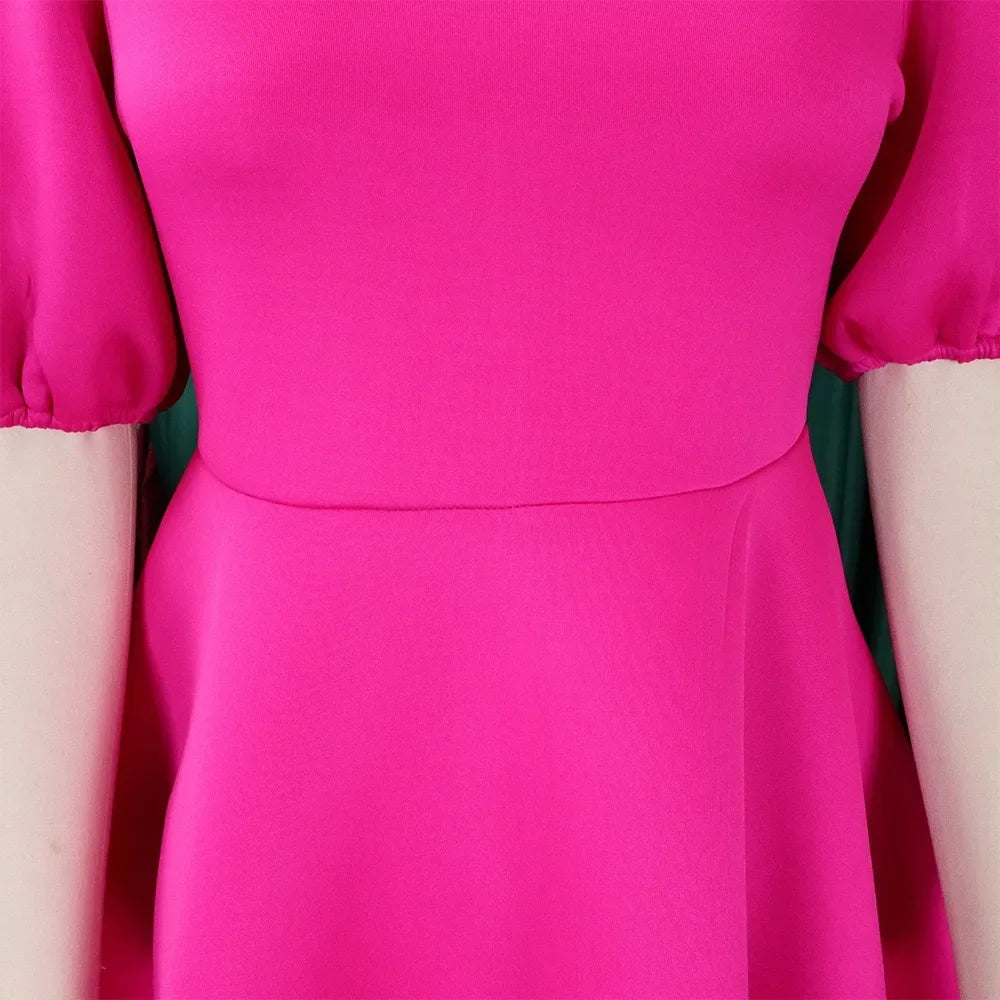 Elegante Kleider Für Frauen 2024 O-Ausschnitt Kurze Ärmel Hohe Taille Plissiert Midi Luxus Weiblich Geburtstag Party Dinner Vestidos