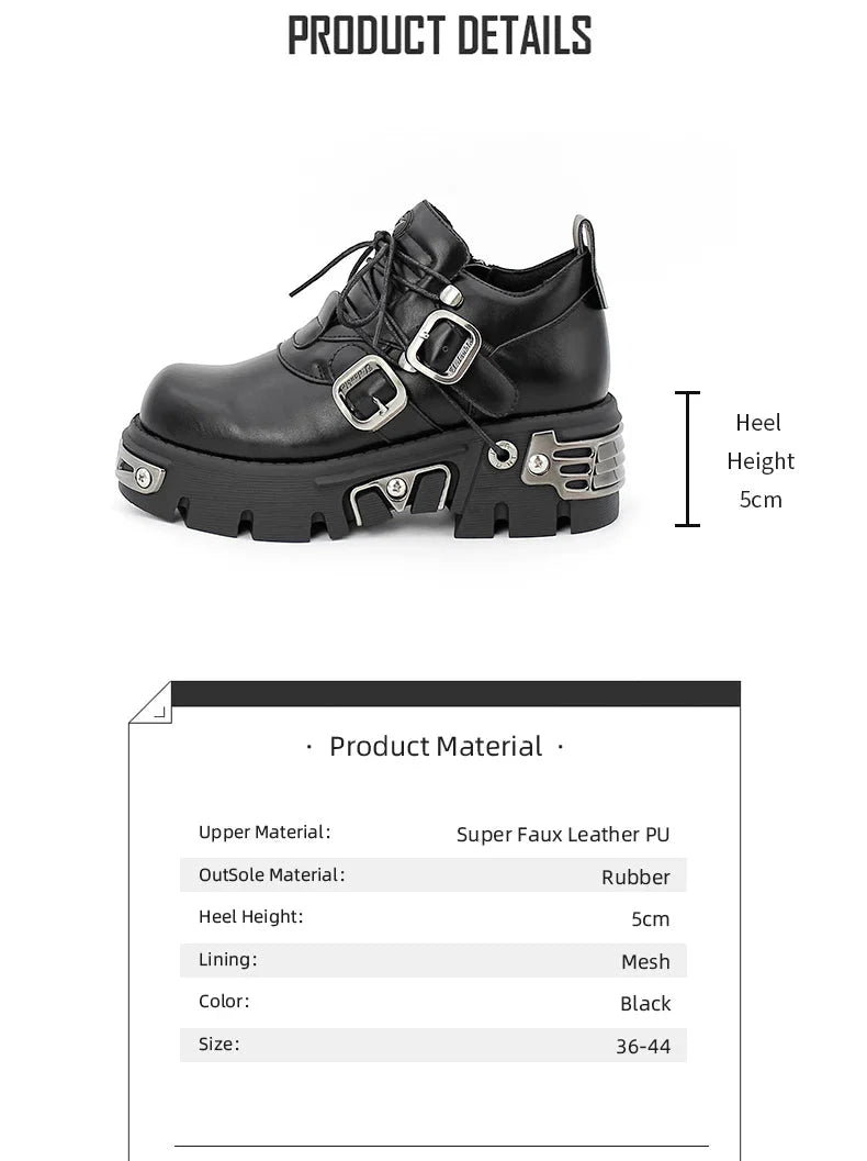 Dark punk style boots leather metal niche street style