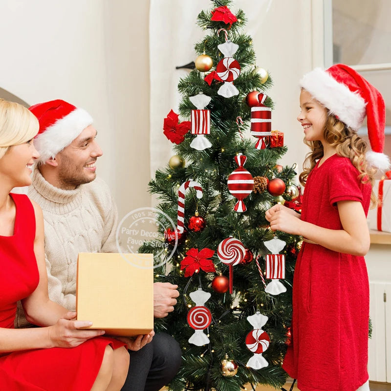 Weihnachten rot weiß Lollipop Zuckerstange Anhänger Weihnachtsbaum hängende Ornamente 2024, Weihnachtsdekoration für Zuhause, Neujahrsgeschenke