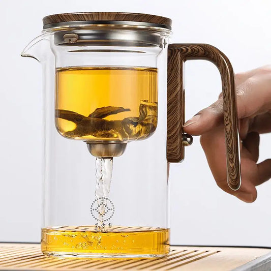 Water Separation Glass Teapot 600ml/800ml Inner Magnet One Click Magnetic Switches Tea Filtration Cup Set Puer Kettle Drinkwares