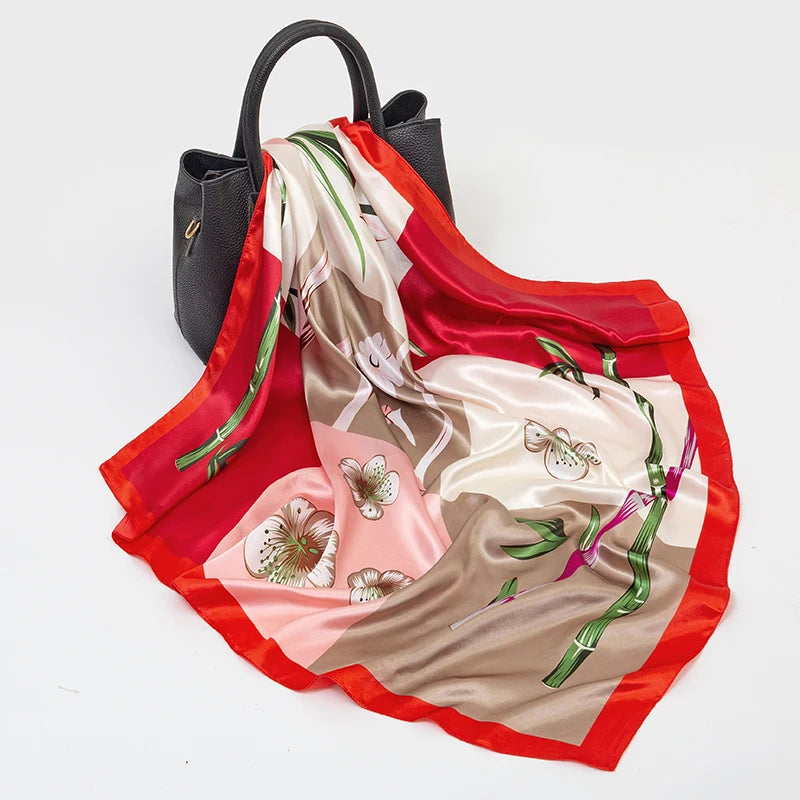 SENAIFE Satin-Schal Elegant - 90x90cm Polyester Leicht