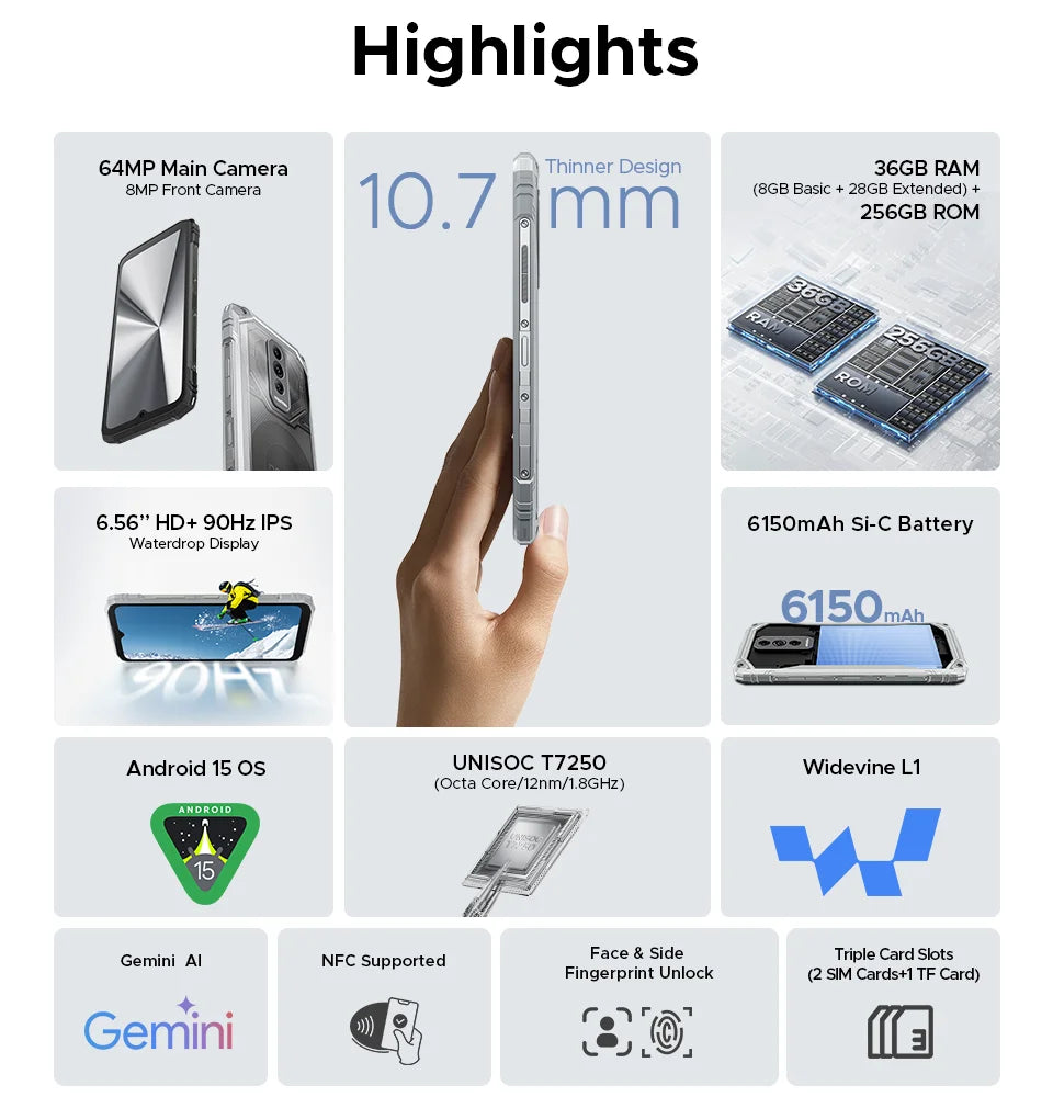 DOOGEE Blade10 Ultra Energy - Kapazität 6150mAh,18W, Maße 172x80x10,7