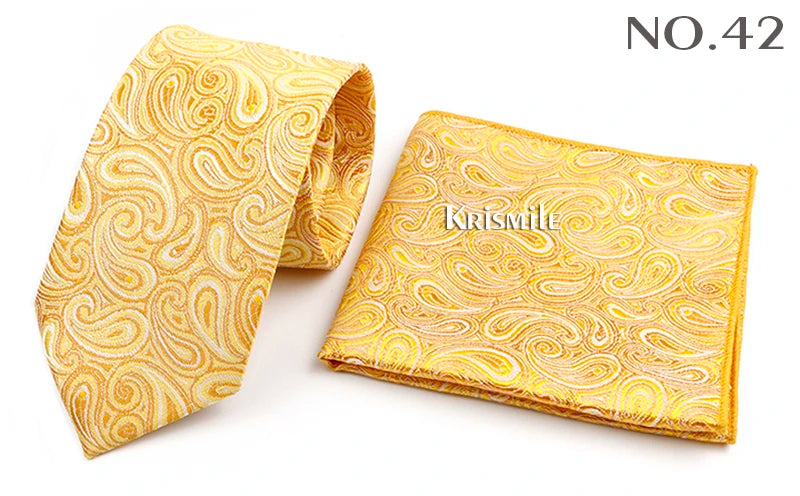 Novelty Paisley Tie Pocket Square Set For Men Skinny Slim 6cm Necktie Fit Business Wedding Party Stage Host Daily Wear Accessory