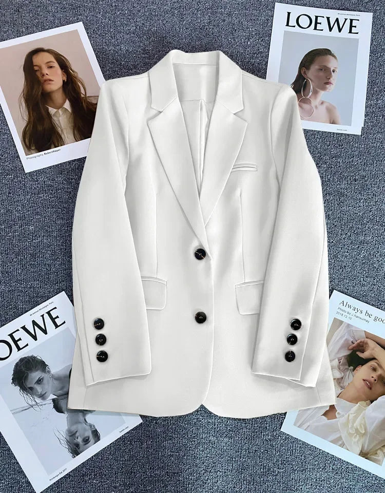 Elegant Office Lady Blazers for Women 2024 Fashion Long Sleeve Single Button Blazer Coats Female Top Suit Jackets Outerwears