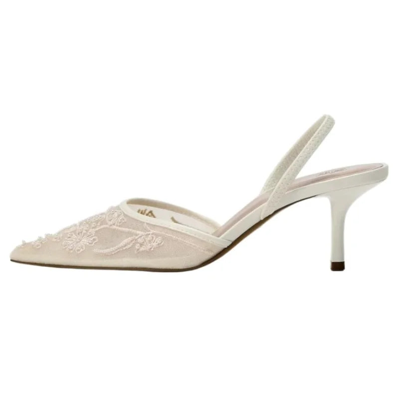 Breathable Modell Mesh Slingback - Perlen Spitze 7cm 37-42