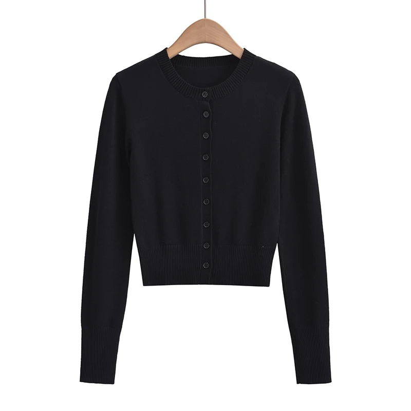 BRUSCRESTCN Korean Crop Cardigan - Größe M Schwarz