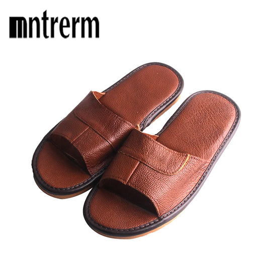 Neue Leder Hausschuhe Männer Heim Einrichtung Innen Boden Klassisch Schuhe Casual Slides Leder Sandalias Zapatos Hombre