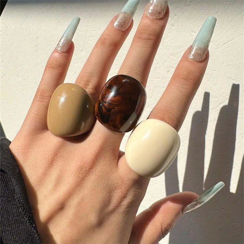 Inele Groase Geometrice HangZhi - Rășină, Mărime Mare