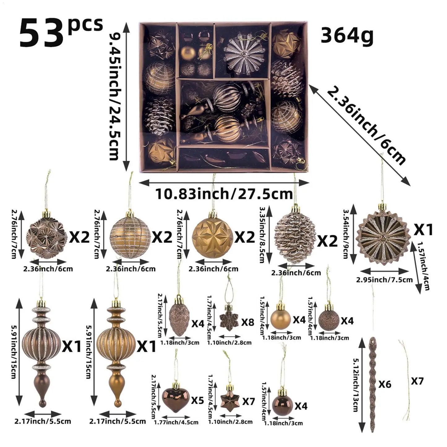 KugelKunst Bruchsicher Weihnachtskugel - Kapazität 53 Stück, Durchmesser 6 cm