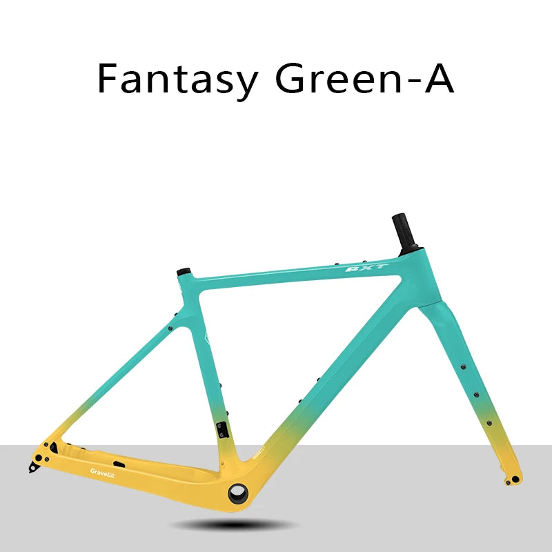 BXT Carbon Gravel Bike Rahmen 2025 - Fully Hidden Cable Carbon Frame Fork - Thru Axle Disc Brake MTB Road 27.5
