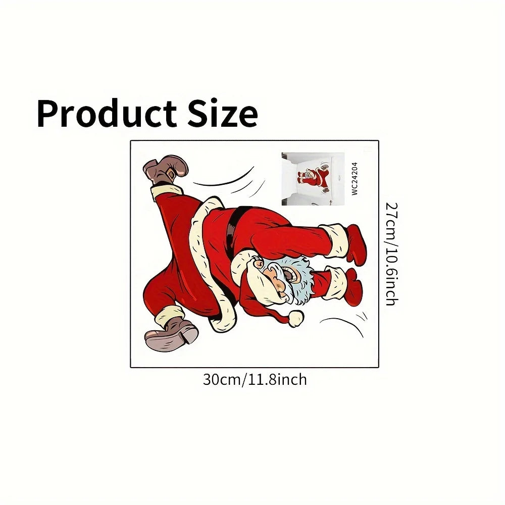 1pc Funny Santa Claus Toilet Bathroom Stickers - Self-Adhesive Waterproof Christmas Decorations- Perfect Christmas Gift Idea!
