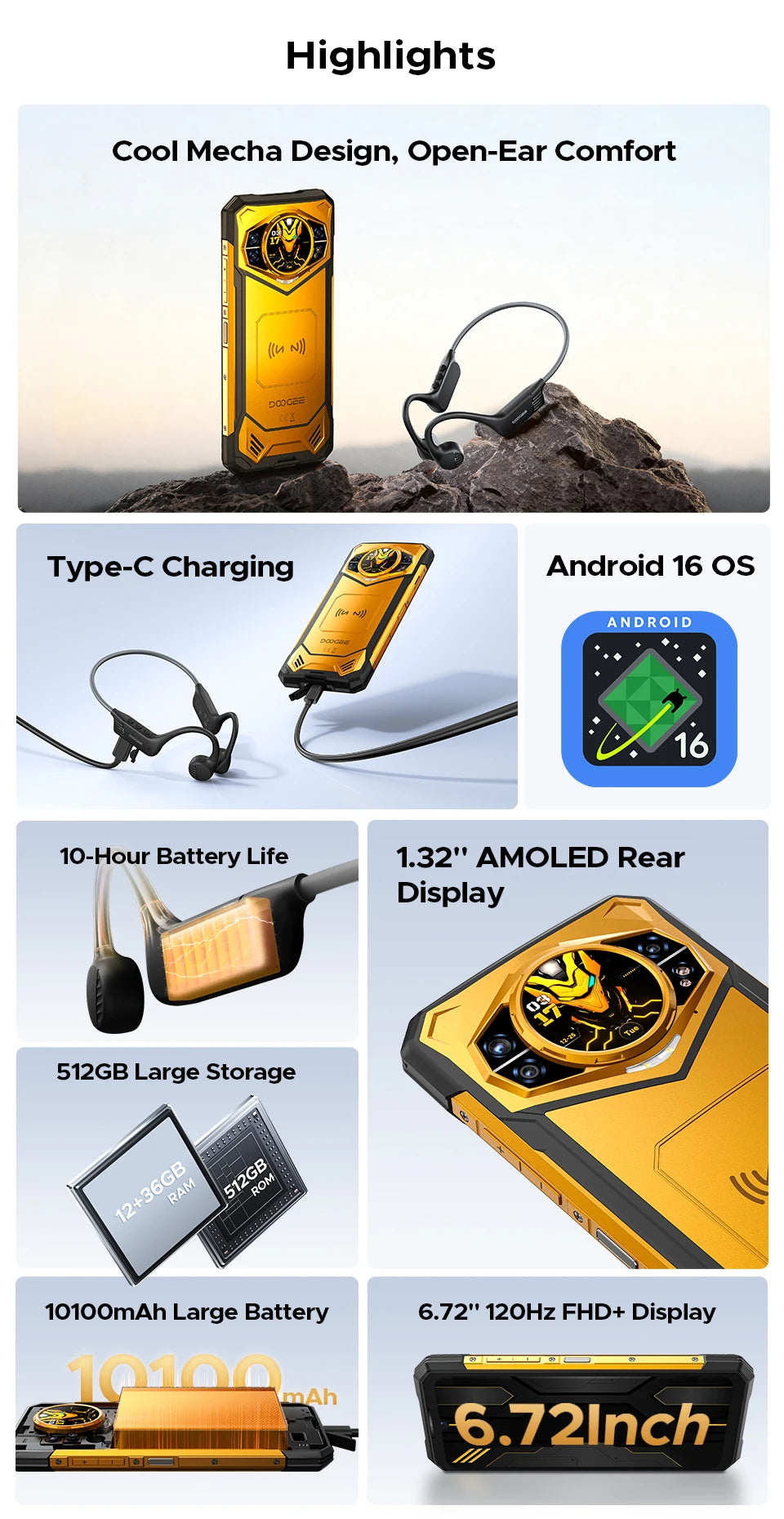 DOOGEE S200 X Gemini AI - 10100 mAh 33W 6,72 Zoll Display