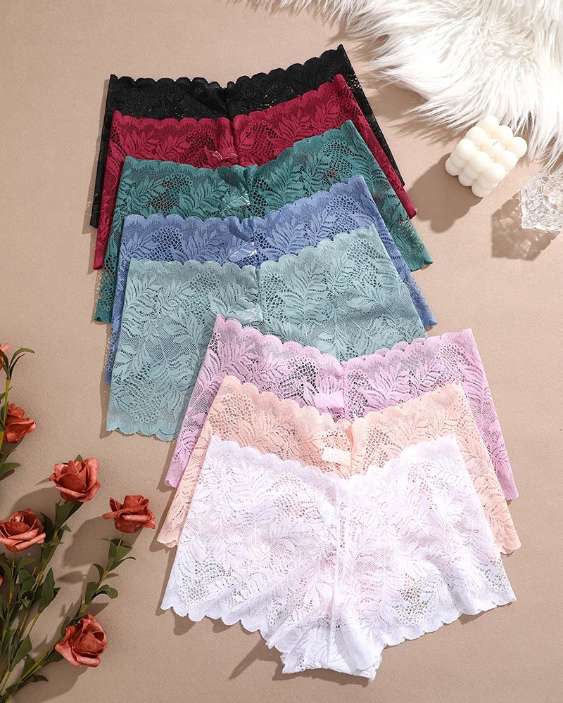 FINETOO 8Stk Frauen Blumen Spitze Höschen Hohe Taille Brief Sexy Lingerie Höschen Brasilianische Unterhosen Femme Unterwäsche Bikini Intim