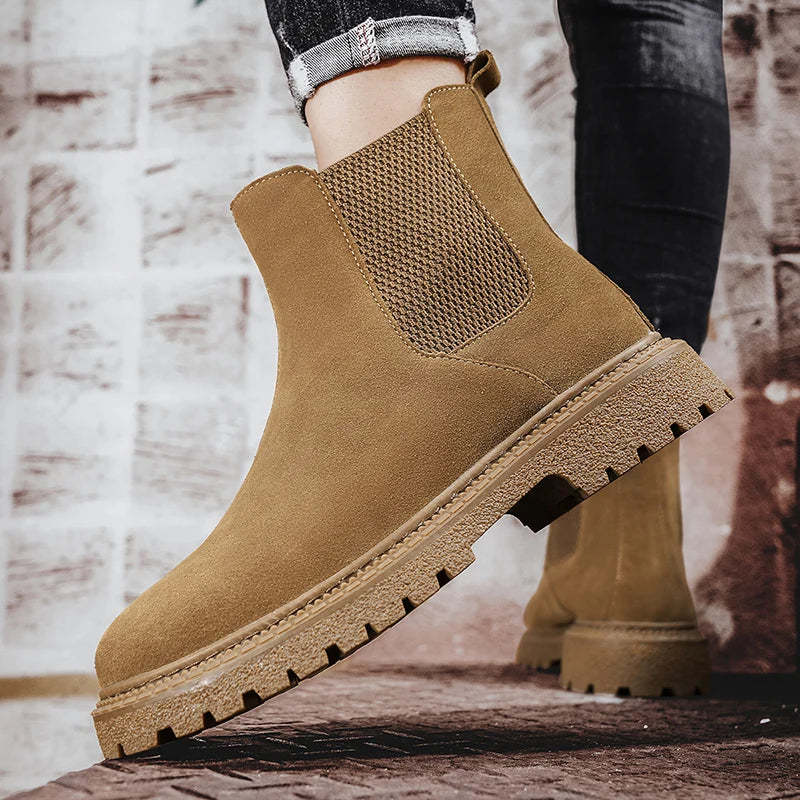 YeinshaarsCN HighTop Leder Stiefeletten Vielseitige - Knöchelhoch, Leder, Reißverschluss