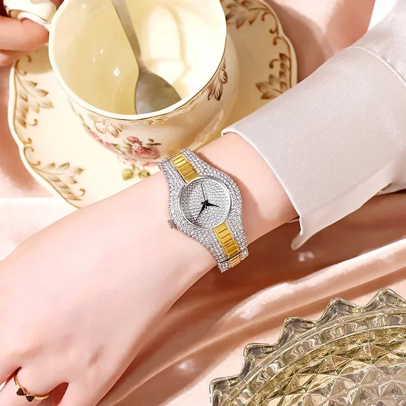 Neu Luxus Marke Strass Diamanten 2025 - Frauen Uhren Quarz Armband Dress Bangle Uhr - Damen Armbanduhren Uhr Reloj Mujer