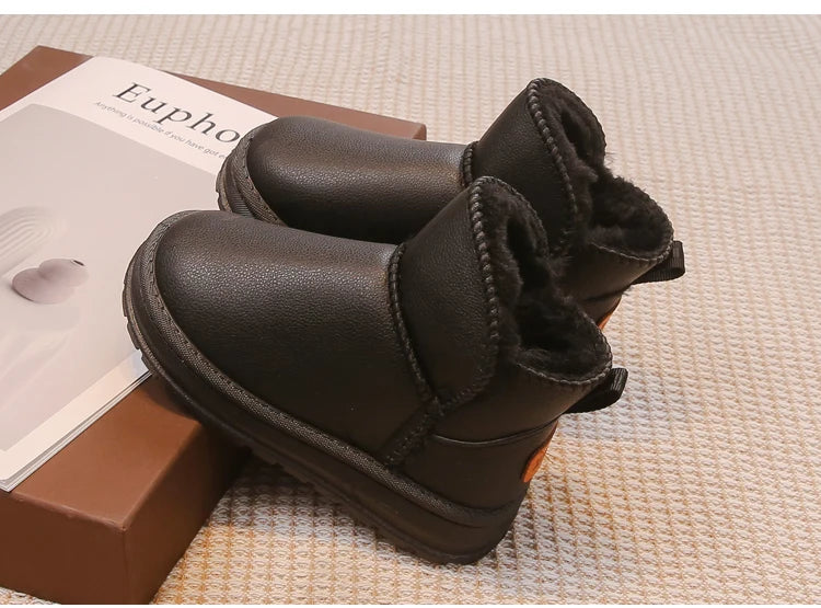 Kinder-Schneestiefel für Jungen und Mädchen, modisch, 2025, Herbst und Winter, warm, dick, Plüsch, Stiefeletten, rutschfest, Kinderstiefel, klassisches Gummi