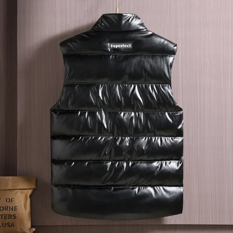 MAINKULCN Weste Winter Warm Ohne Ärmel - Größe XXXXXL PU Leder Wasserdicht Hochwertig