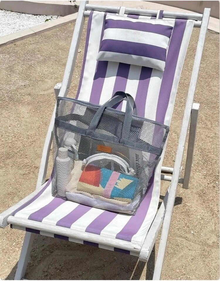 Beach Storage Bag Large Handheld Single Shoulder Swimming Pouch Large Capacity With Inner Network Folding Organizer Package