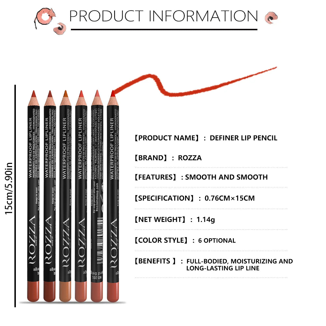 Choice Nude Lipliner Bleistift - 14 Farben Matt Wasserdicht