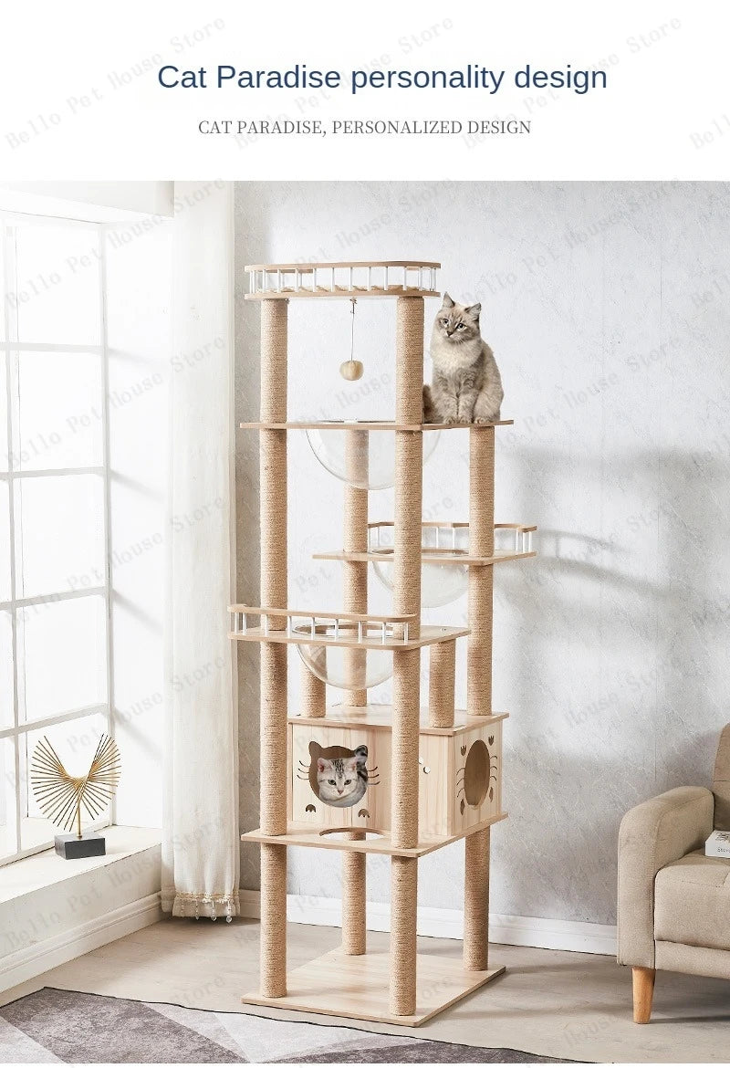 Seven-story Luxury Cat Villa Multi-Story Cat Tree House Scratch-resistant and Wear-resistant Sisal Grabbing Posts cat tree