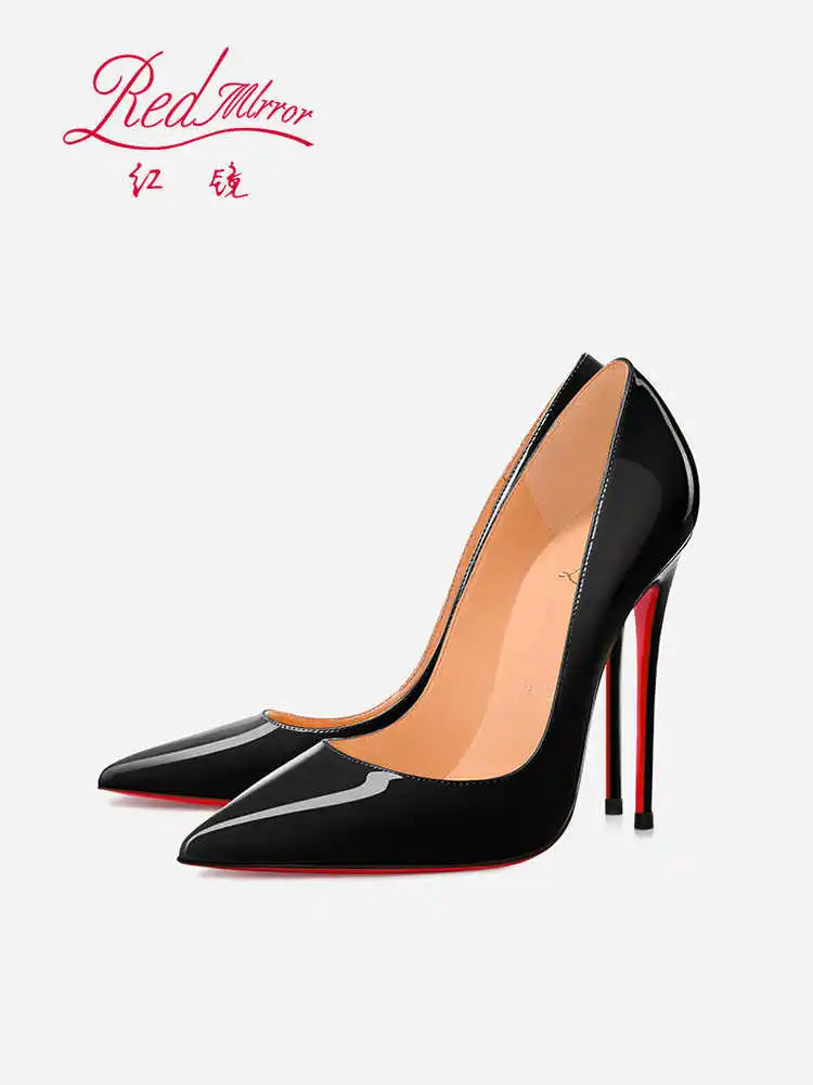 Women's elegant high heel shoes Luxury Brand Black Women heels shoes woman 2025 trend Red Shiny Bottoms Pointed Toe Sexy Pumps