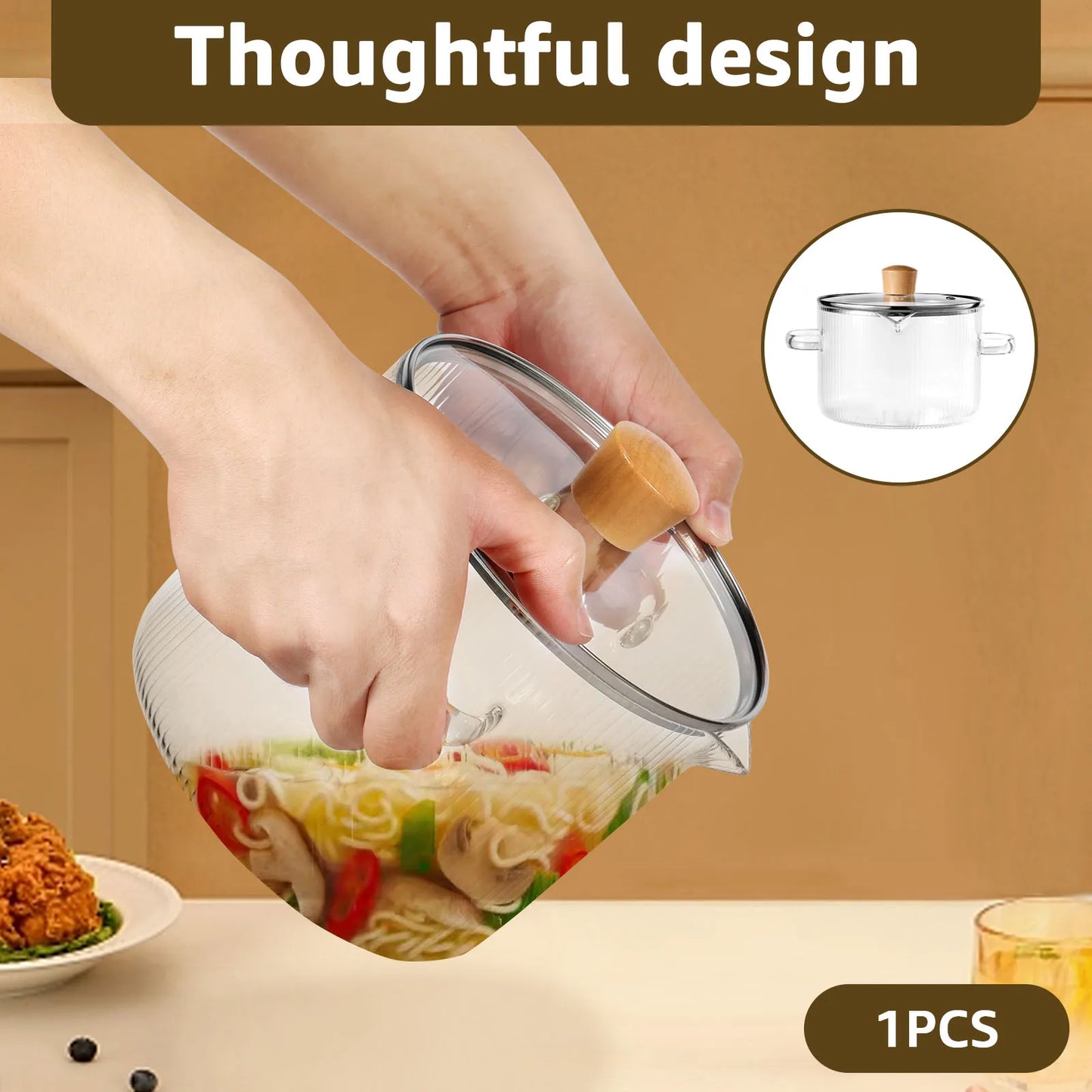 GlassChef 200054504 Glas-Topf Transparent - 1,6/2,3L Herd