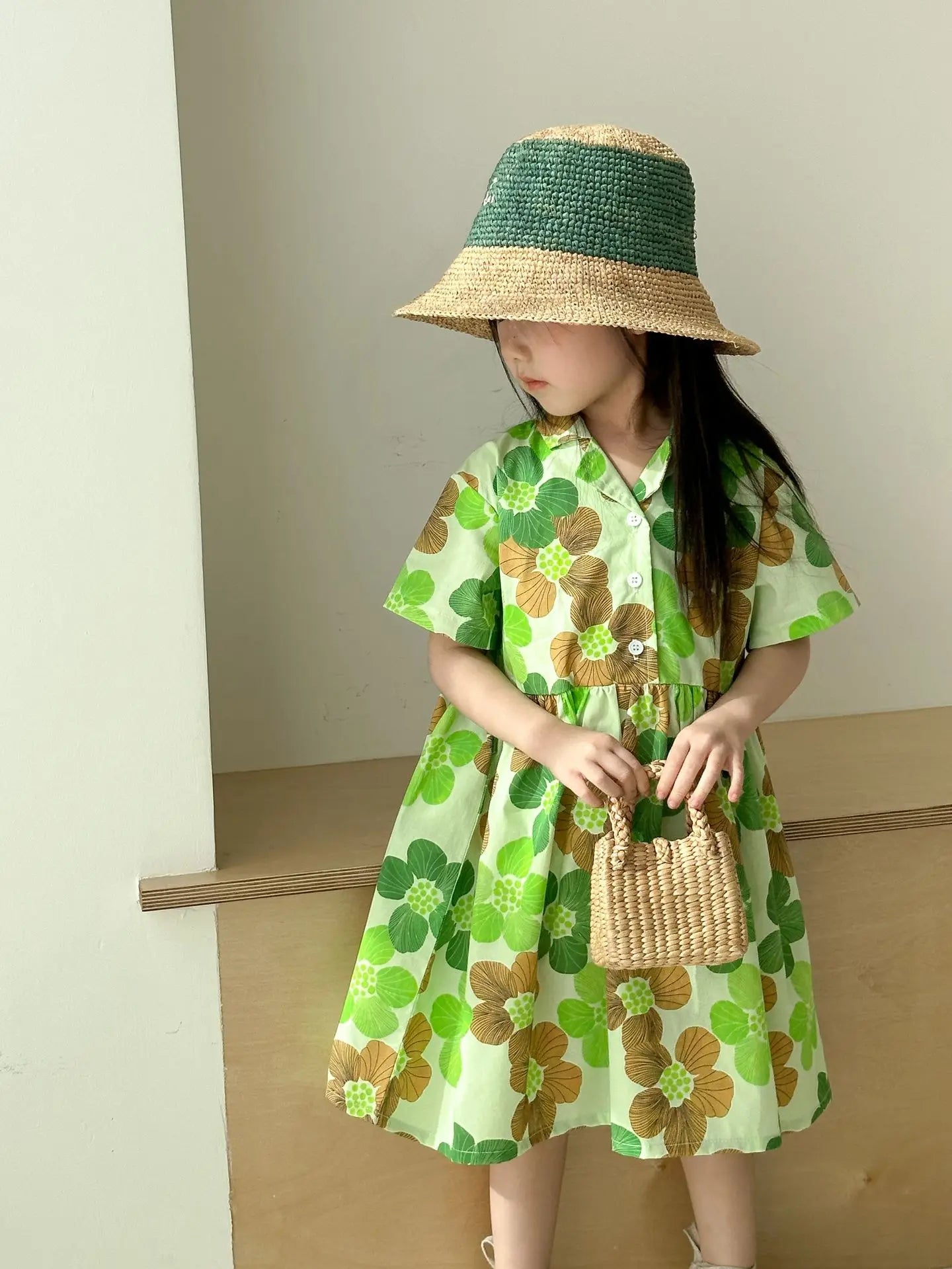 Kinder-Kleidungsset 2025 Sommer Neu Jungen Hemden Shorts 2-teilig Set Mädchen Blumenkleid Kinder Bruder Schwestern Outfits