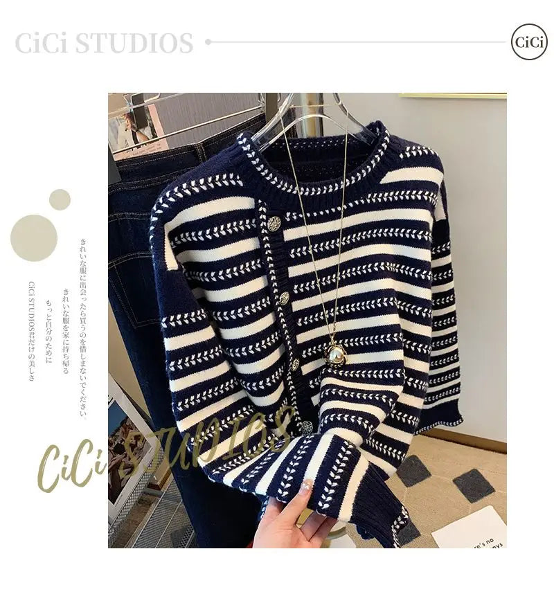 CN Cardigan Diagonalstreifen Muster - Normal Passform, Material Poly, Gewicht 120–220 g/m²