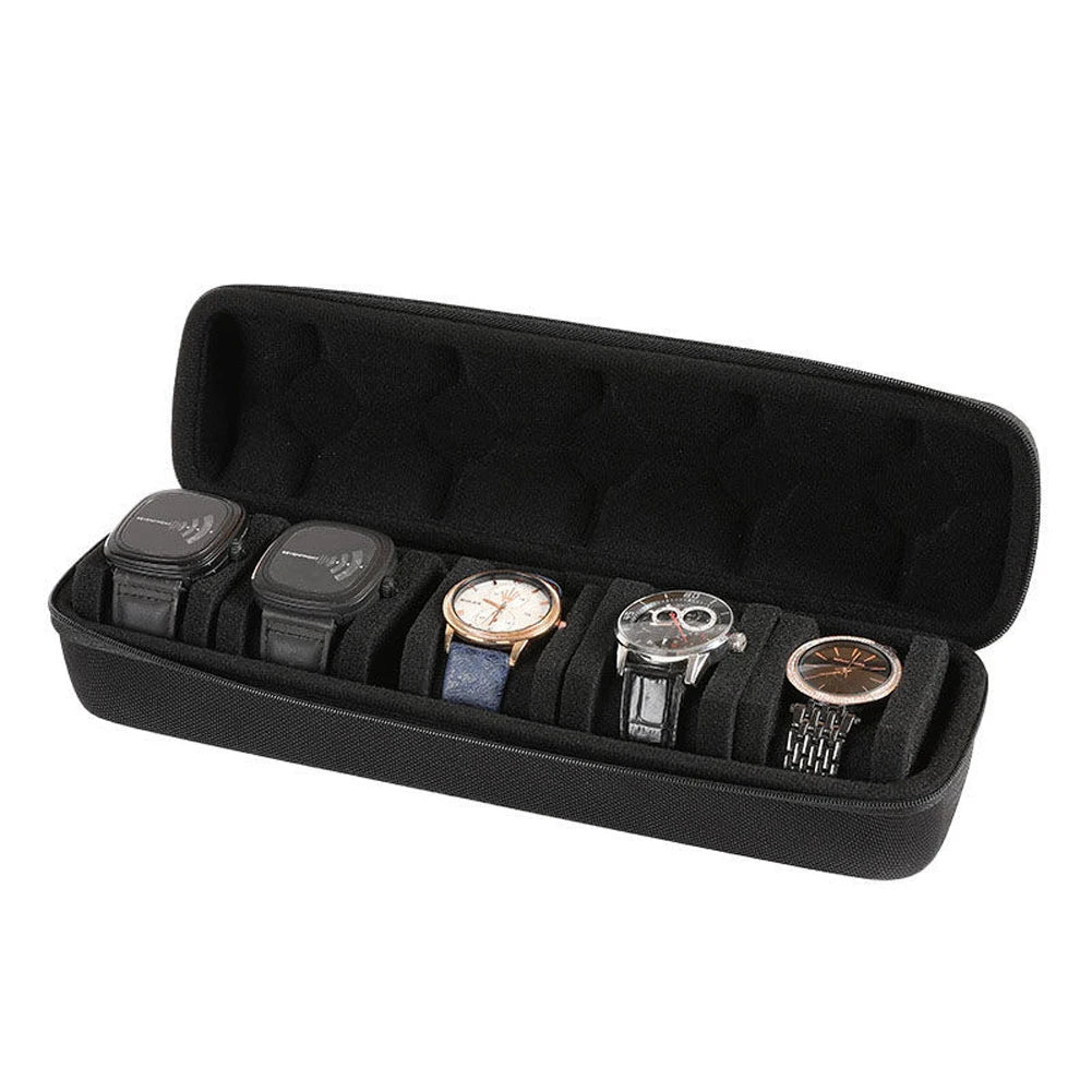 TimeSafe Rollkoffer Uhrenbox - 5 Slots Bis 61mm Schaumstoff
