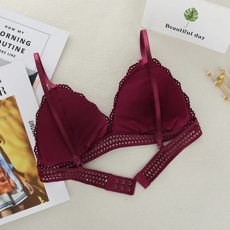 Damen Bralette 2025 - Blumen-Spitzen BH mit tiefem V-Ausschnitt & Push-Up Effekt