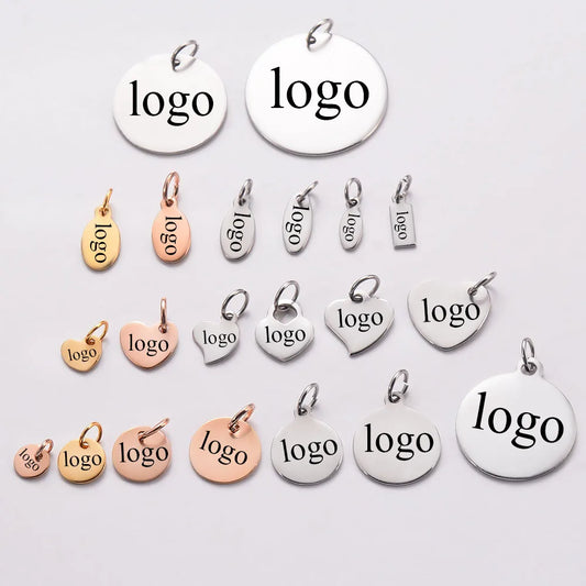 EdelstahlTag Logo Anhänger DIY - 20 Stk 3 Farben Rund