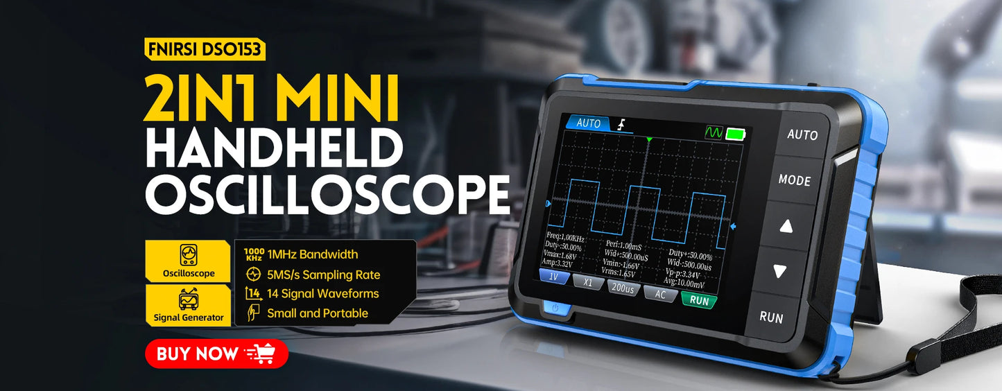 FNIRSI 1C15 Osciloscop digital profesional, lățime de bandă analogică de 110 MHz, rată de eșantionare de 500 MS/s, suportă undă pătrată de 1 kHz, 400 V