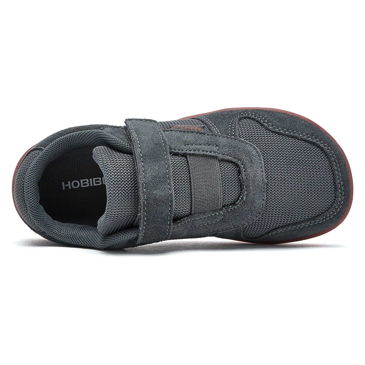 HOBIBEAR Kinder Weite Zehen Barfuß Schuhe - Klein/Groß/Kind Klettverschluss Minimalistische Sneaker - Kunstleder Mesh Leichtgewicht Schuhe