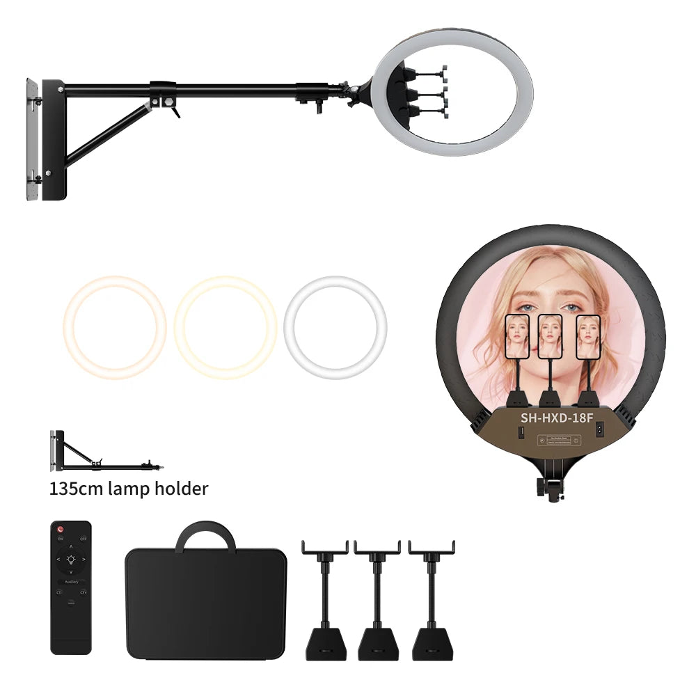 SH Upgrade 18inch Ring Light  Selfie LED Video Lamp With Tripod Stand Phone Clip For YouTube Live Light Photo Photography Studio