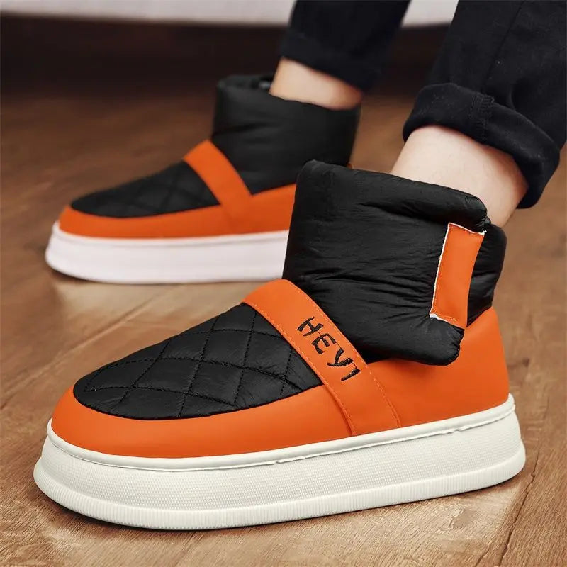 Ghete de zăpadă înalte cu platformă, impermeabile, Shangkaka, pentru bărbați - Înălțime medie a călcâiului, Înălțime toc 3-5 cm, Închidere cu velcro