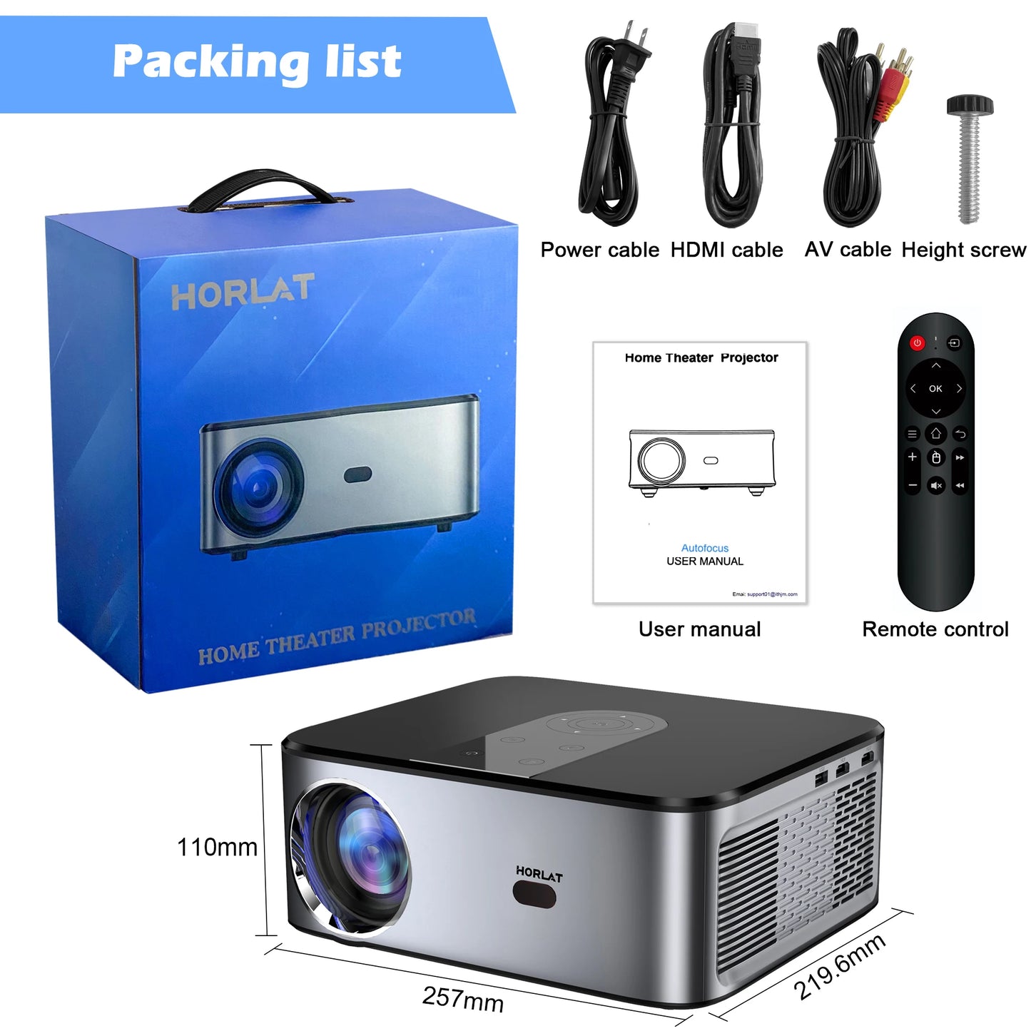 HORLAT T3N 4K LED-Projektor - 1500 ANSI-Lumen, 105 W, 13,5 Zoll